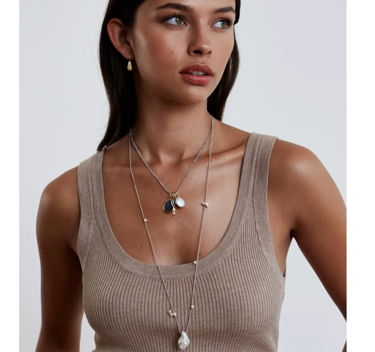 White Pearl Rosario Necklace
