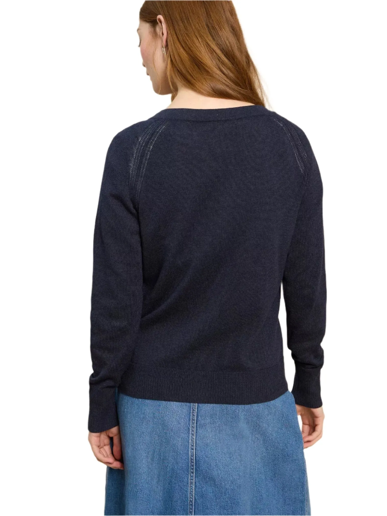 White Stuff Lulu Crew Neck Cardi in Dark Navy