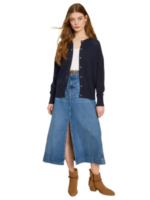 White Stuff Lulu Crew Neck Cardi in Dark Navy