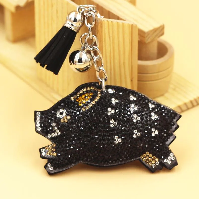 Wild Boar Keychain-Super Sparkly PVC Leather with Tassel CUTE!