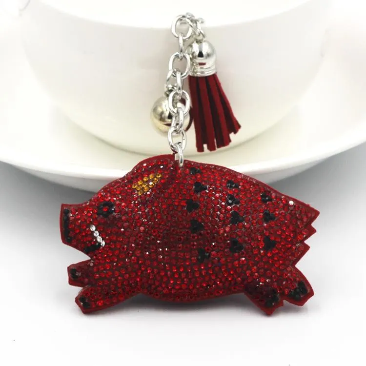 Wild Boar Keychain-Super Sparkly PVC Leather with Tassel CUTE!