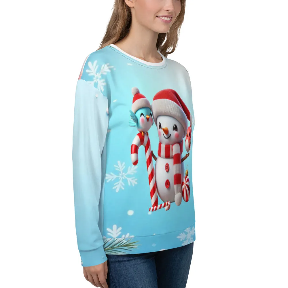 Women's Christmas Snowman Long Sleeve T-Shirt | Festive Holiday Sweatshirt Top