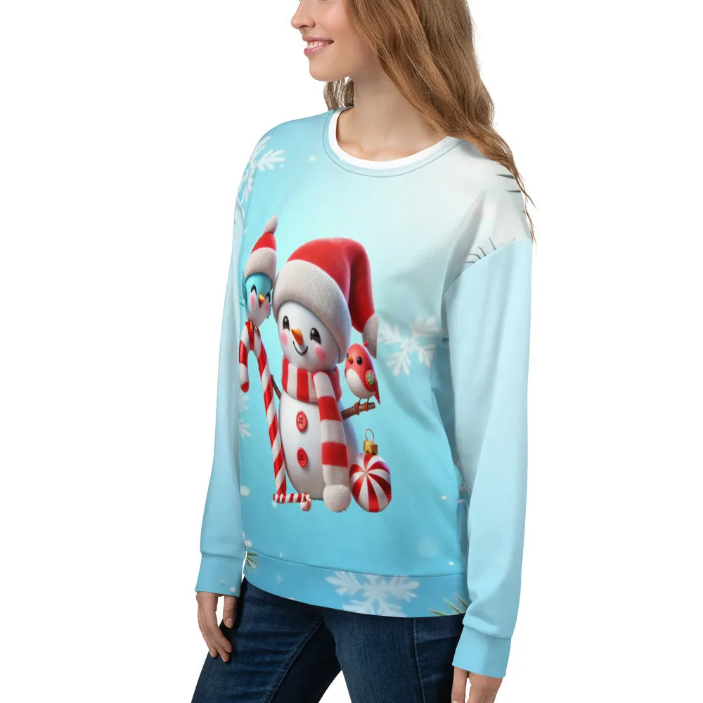 Women's Christmas Snowman Long Sleeve T-Shirt | Festive Holiday Sweatshirt Top