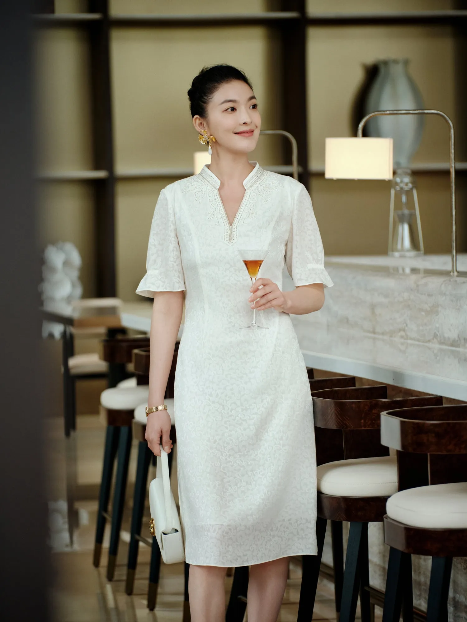 YAYING Silk Flower Brocade Dress