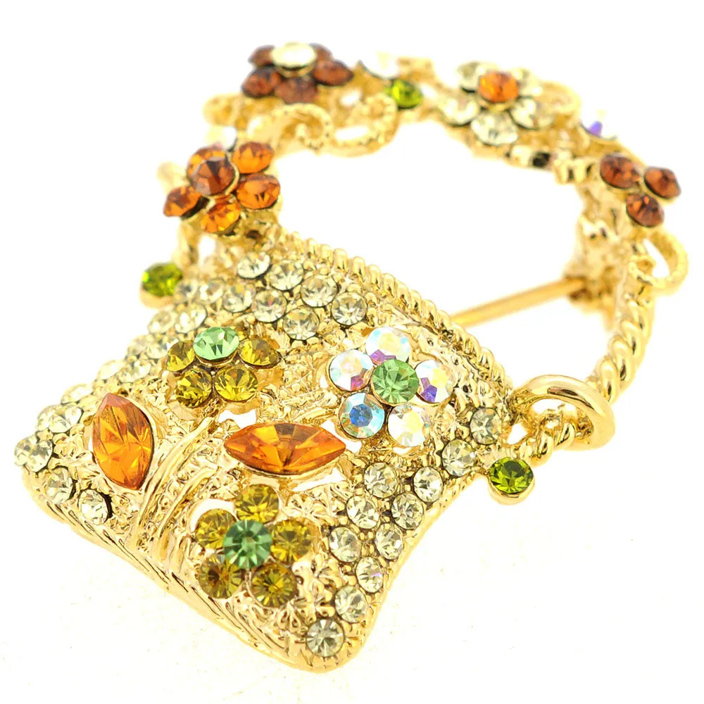 Yellow Lady Handbag Pin Brooch