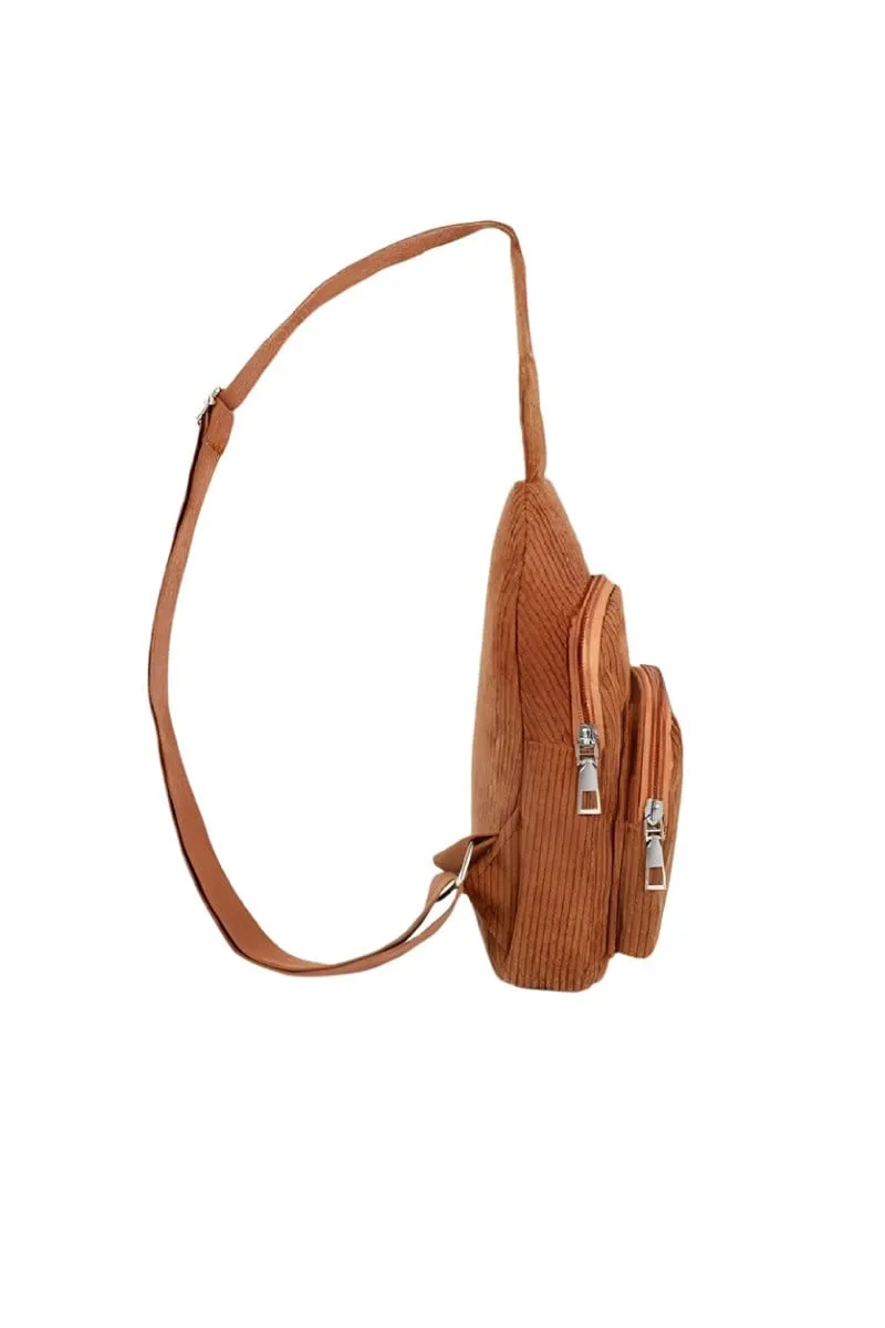 Zenana Corduroy Double Pocket Crossbody