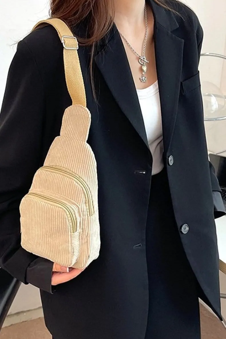Zenana Corduroy Double Pocket Crossbody