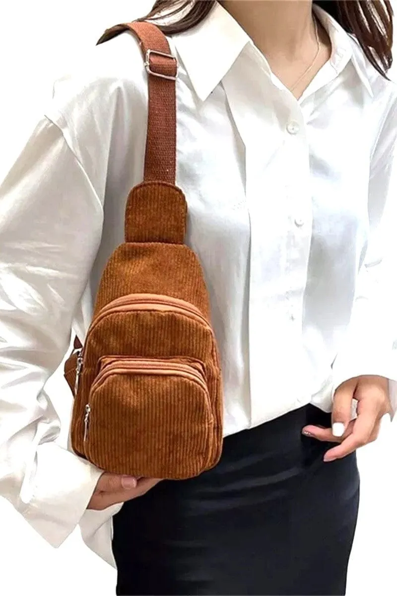 Zenana Corduroy Double Pocket Crossbody