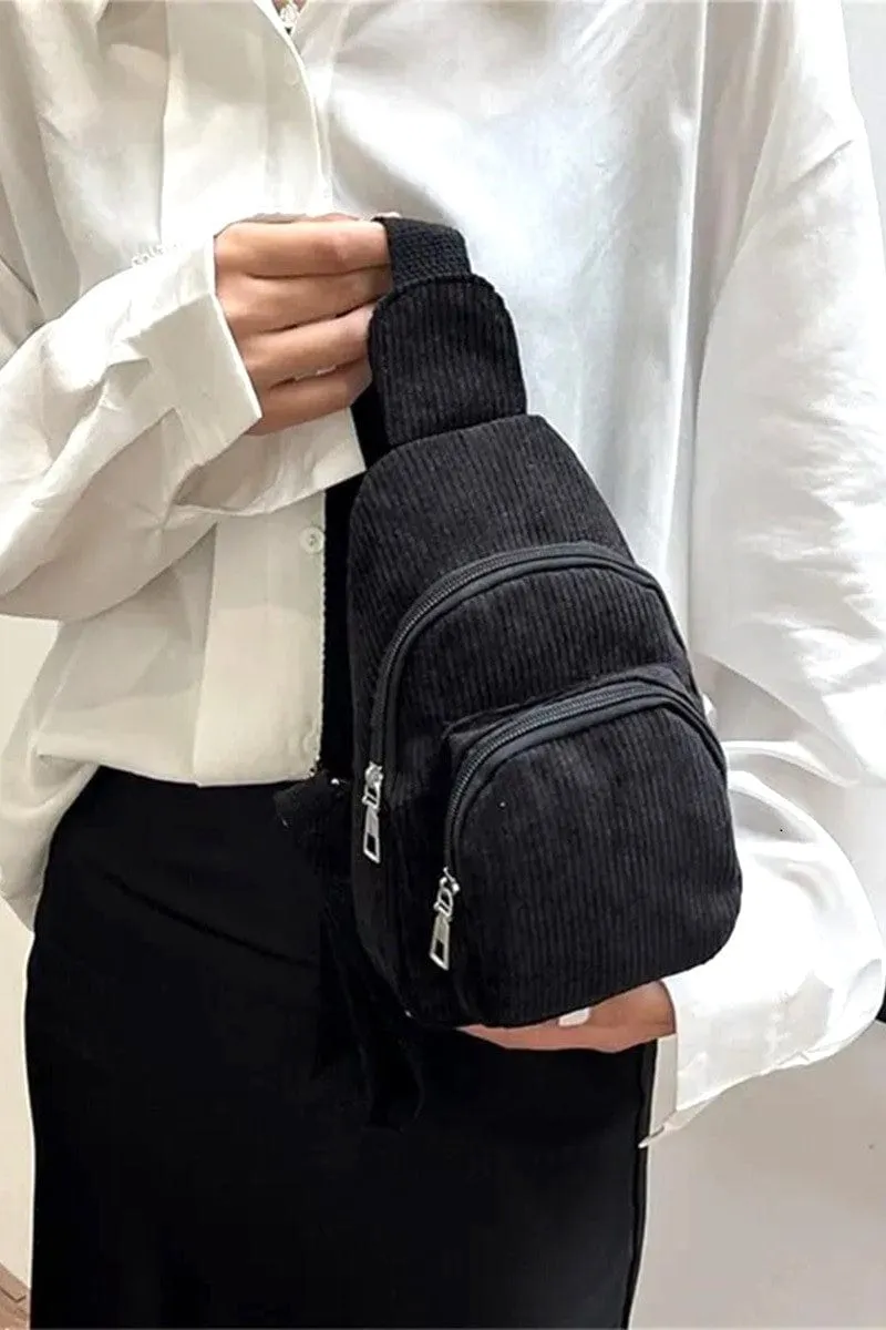 Zenana Corduroy Double Pocket Crossbody