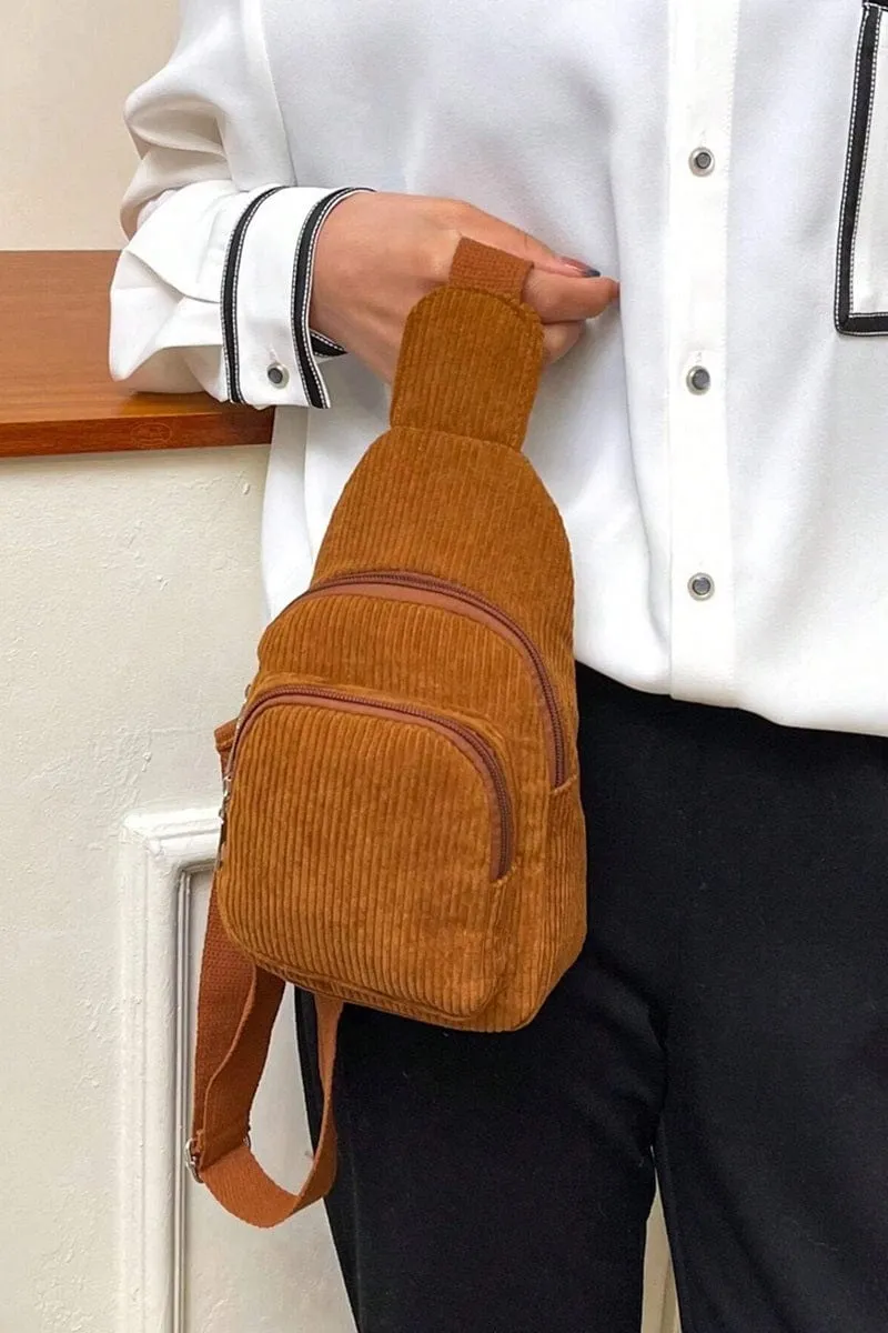 Zenana Corduroy Double Pocket Crossbody