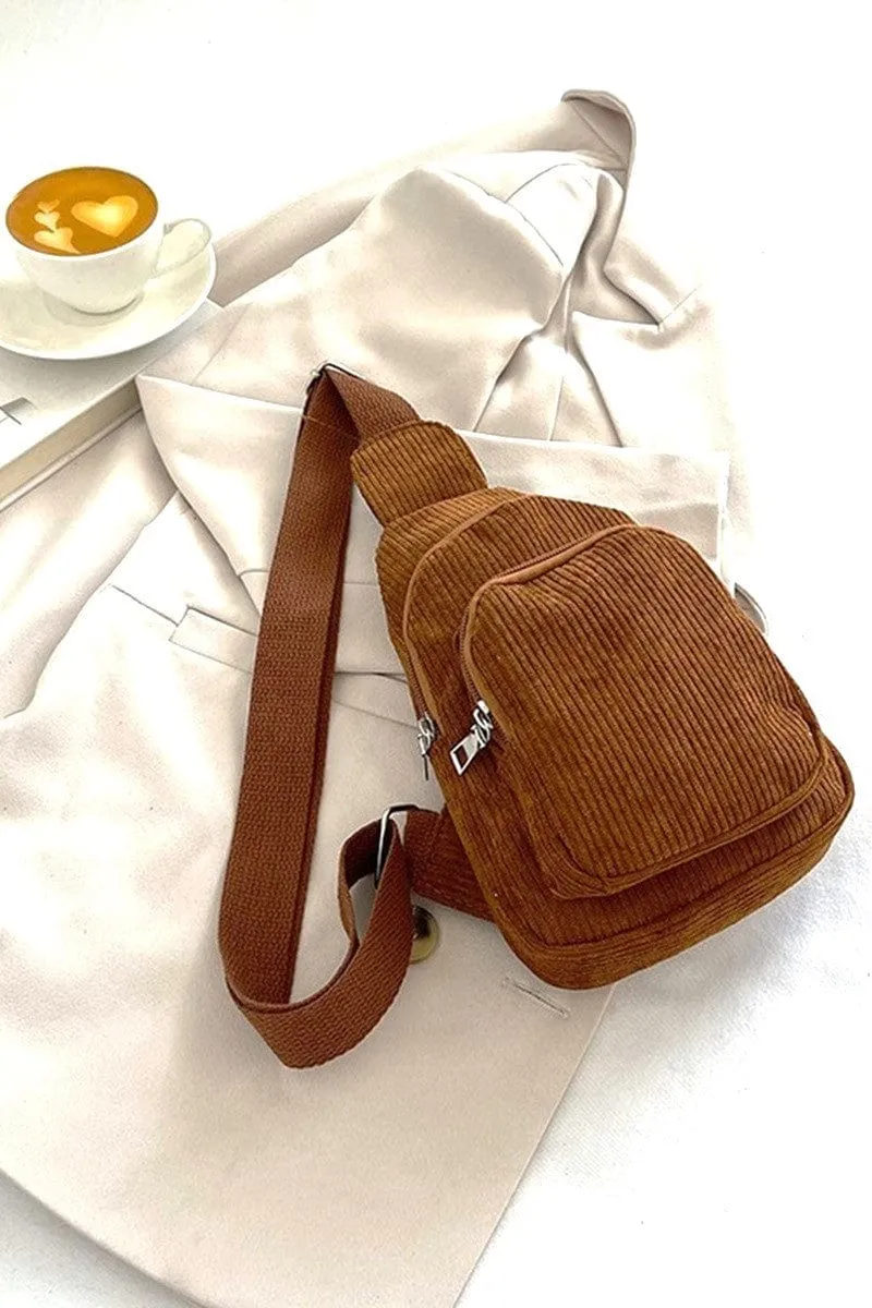 Zenana Corduroy Double Pocket Crossbody